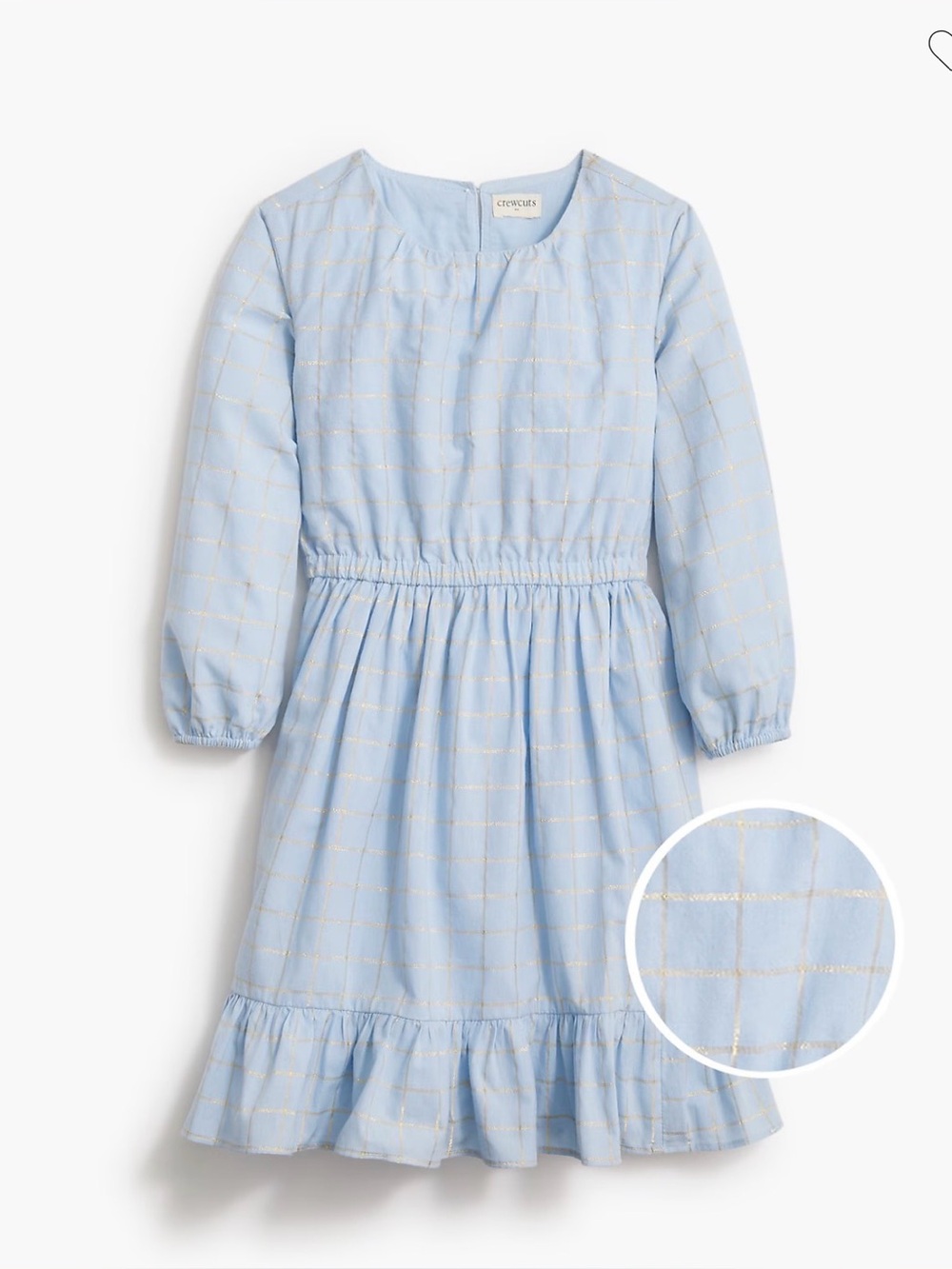 Crewcuts Girls' Light Blue Metallic-Check Long Sleeve Dress size 10